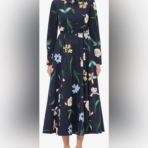Floral Long Sleeve Dress in Navy